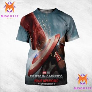 Captain America Brave New World Of Marvel Studios Arrives In Theaters February 14th 2025 All Over Print Shirt