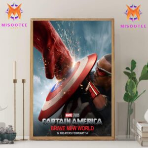 Captain America Brave New World Of Marvel Studios Arrives In Theaters February 14th 2025 Wall Decor Canvas Poster