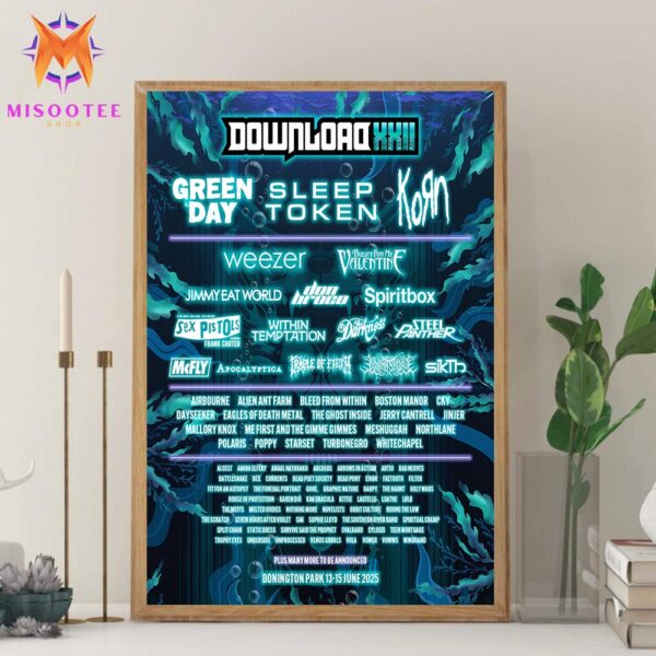 Download Festival 2025 Lineup Green Day Sleep Token Korn And More At Donington Park June On 13th To 15th 2025 Wall Decor Canvas Poster