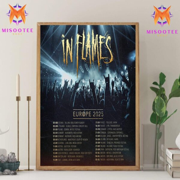 In Flames Europe Tour With Special Guest Jinjer And Unprocessed On 2nd June 2025 Wall Docer Canvas Poster