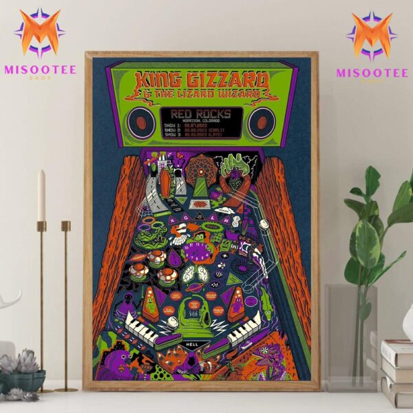 King Gizzard And The Lizard Wizard At Red Rocks Morrison Colorado On June 6th And 8th 2023 Wall Decor Canvas Poster