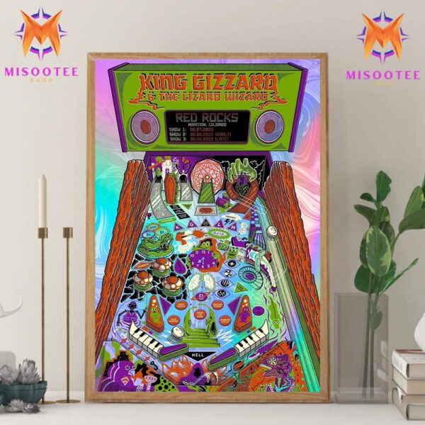 King Gizzard And The Lizard Wizard At Red Rocks Morrison Colorado On June 6th And 8th 2023 Rainbow Edition Wall Decor Canvas Poster