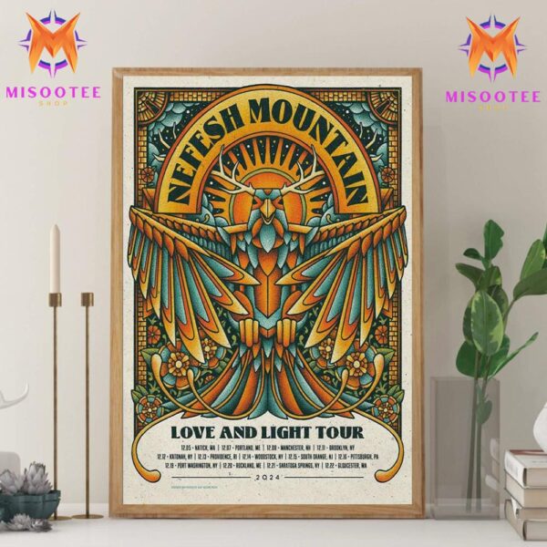 Nefesh Mountain Love And Light Tour 2024 Golden Eagle Wall Decor Canvas Poster