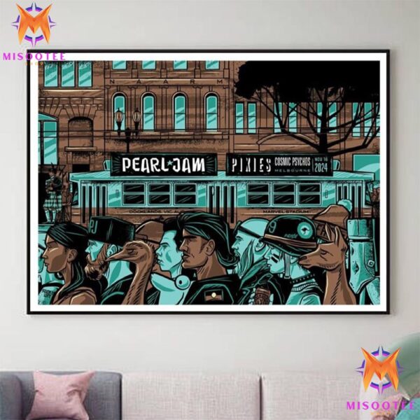 Pearl Jam Dark Matter World Tour 2024 At Marvel Stadium Melbourne Australia On November 16th 2024 Wall Decor Canvas Poster