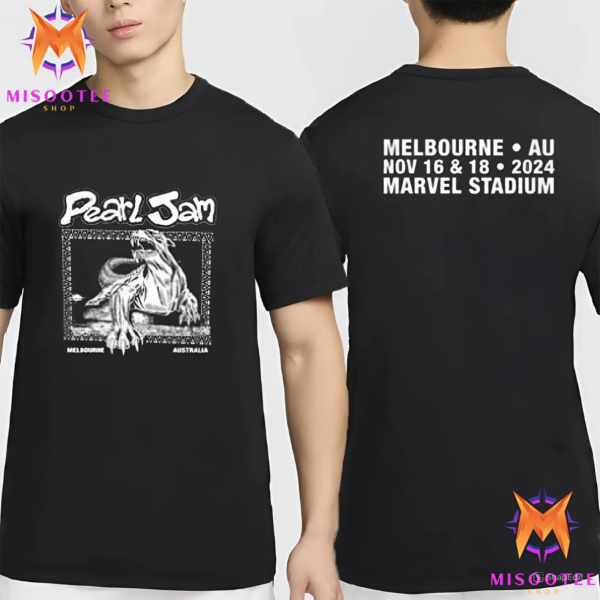 Pearl Jam Dark Matter World Tour 2024 Bunyip At Marvel Stadium Melbourne Australia On November 16th 2024 Two Sides Unisex T Shirt