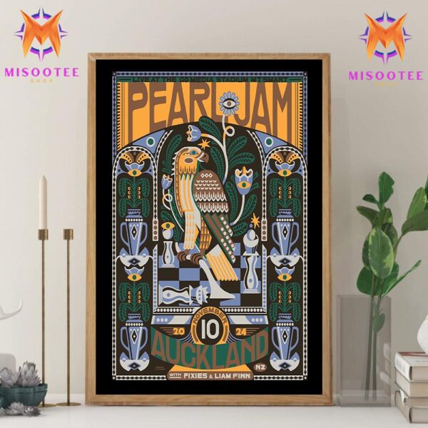 Pearl Jam Dark Matter World Tour 2024 With Pixies And Liam Finn In New Zealand Go Media Stadium Mt Smart On November 10th 2024 Wall Decor Canvas Poster