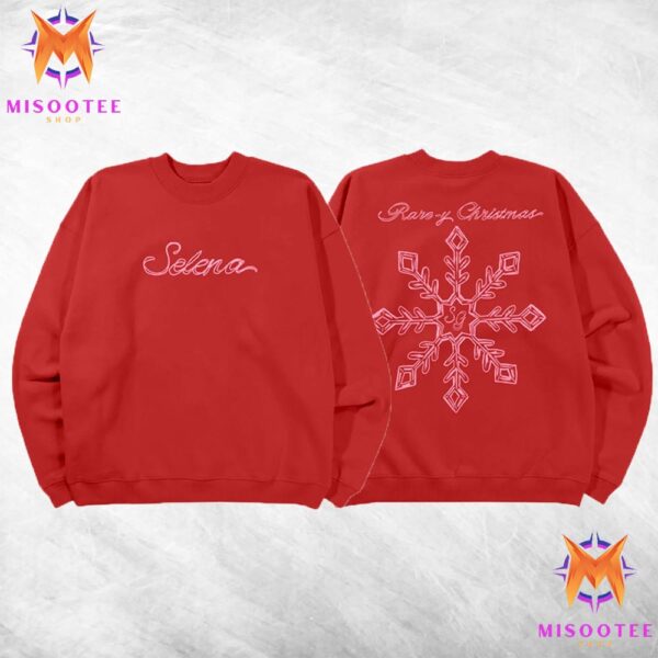 Selena Gomez Rare Y Christmas With Large Snowflake Red Sweatshirt