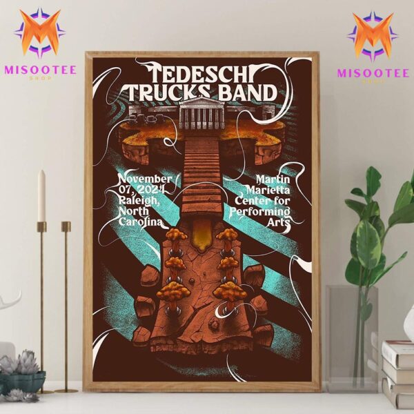 Tedeschi Trucks Band Blue Edition Event Poster In Raleigh, North Carolina On November 8th 2024 Wall Decr Canvas Poster