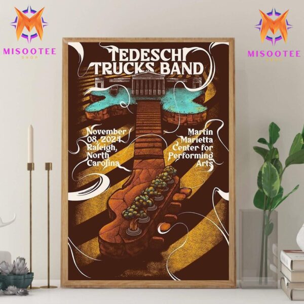 Tedeschi Trucks Band Gold Edition Event Poster In Raleigh, North Carolina On November 8th 2024 Wall Decor Canvas Poster