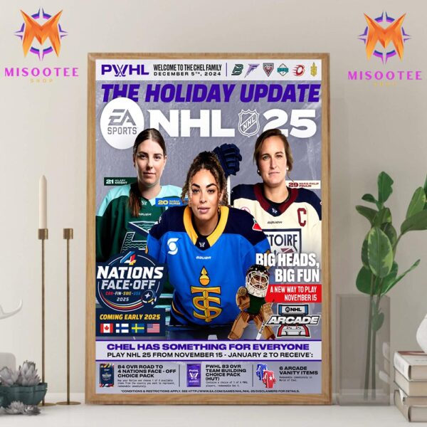 The Holiday Update NHL 25 PWHL Welcome To The Chel Family On December 5th 2024 Wall Decor Canvas Poster