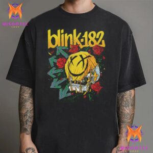 Blink 182 Logo Skull And Roses Graphic For Man And Women Unisex T-Shirt