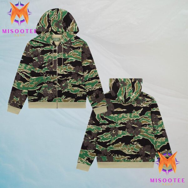 Denim Tears Tiger Green Camo Cotton Wreath Unisex Zip Hoodie