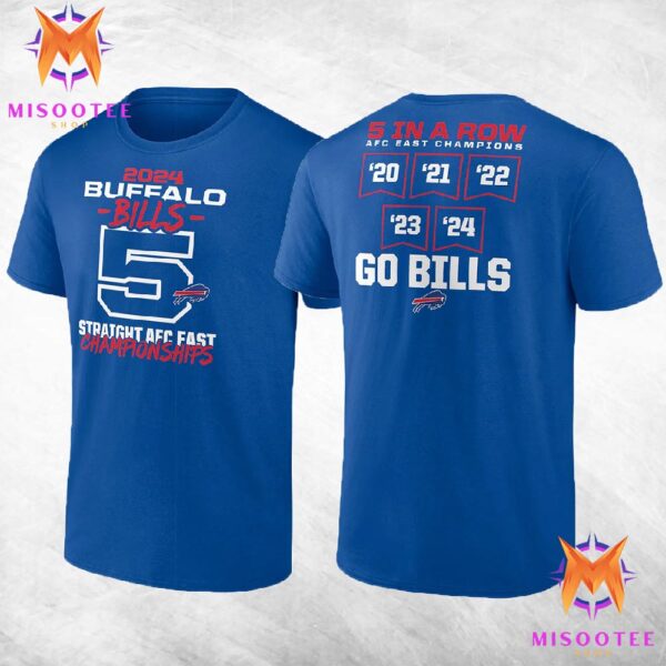 Fanatics Buffalo Bills 5 Straight AFC East Division Champions NFL Two Sides Unisex T-Shirt