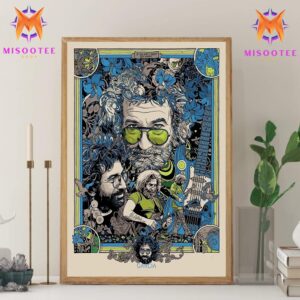 Jerry Garcia Icon Of Grateful Dead Honoring In Stunning Psychedelic Style Blue And Yellow Edition Wall Decor Canvas Poster