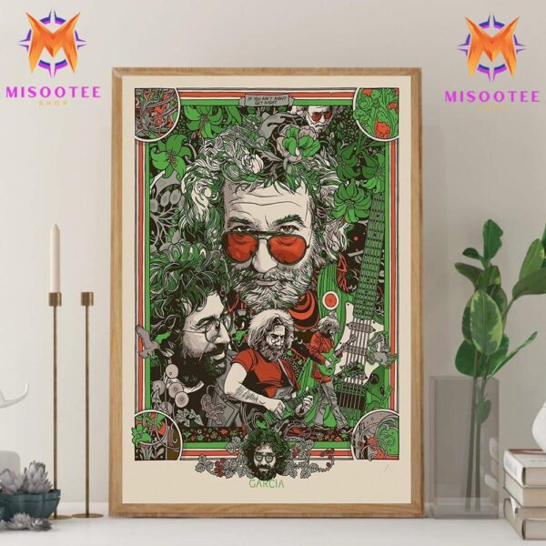 Jerry Garcia Icon Of Grateful Dead Honoring In Stunning Psychedelic Style Red And Green Edition Wall Decor Canvas Poster