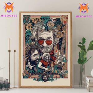 Jerry Garcia Icon Of Grateful Dead Honoring In Stunning Psychedelic Style Red And Moss Green Edition Wall Decor Canvas Poster