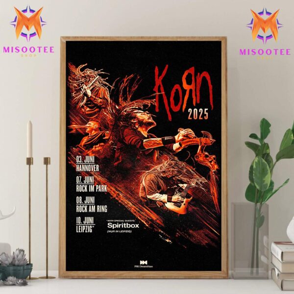 Korn 2025 Tour Germany Dates Featuring Special Guests Spiritbox On June 10th 2025 Wall Decor Canvas Poster