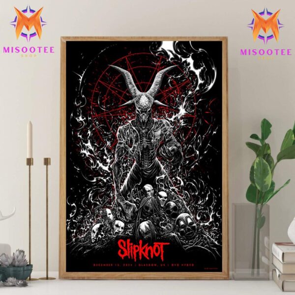 Slipknot 25th Anniversary Here Comes The Pain Tour At OVO Hydro Glasgow UK On December 15th 2024 Wall Decor Canvas Poster